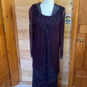 Scala gown and matching duster, royal blue  with beading